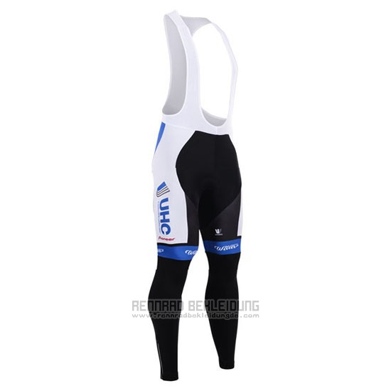 2015 Fahrradbekleidung UHC Wei und Azurblau Trikot Langarm und Tragerhose