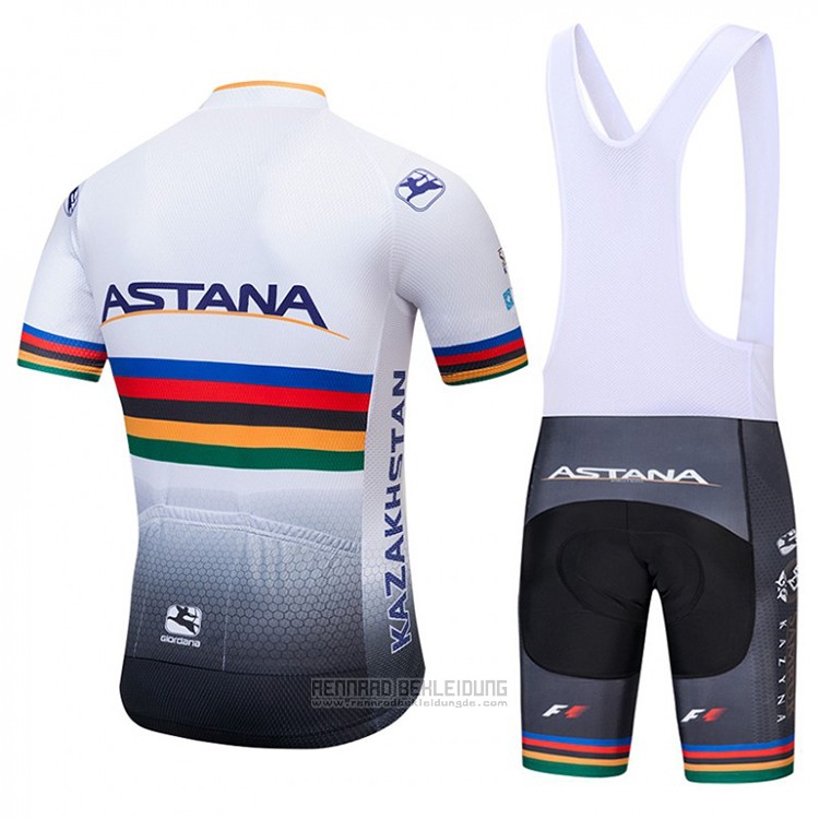 2018 Fahrradbekleidung UCI Weltmeister Astana Wei Trikot Kurzarm und Tragerhose - zum Schließen ins Bild klicken