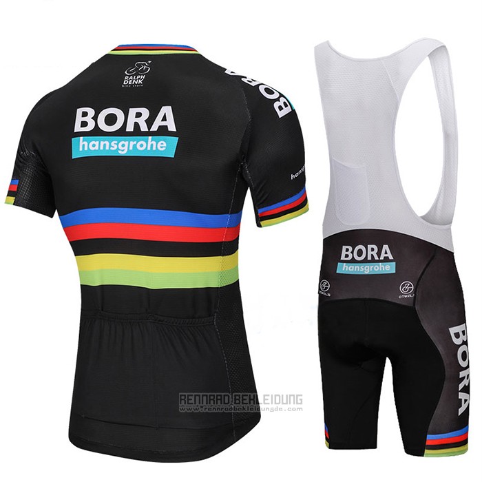 2018 Fahrradbekleidung UCI Weltmeister Bora Shwarz Trikot Kurzarm und Tragerhose