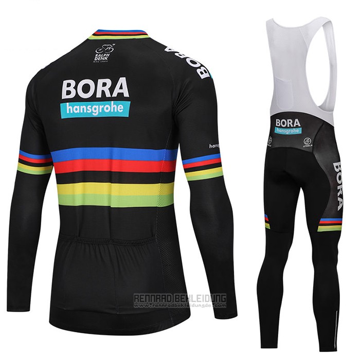 2018 Fahrradbekleidung UCI Weltmeister Bora Shwarz Trikot Langarm und Tragerhose