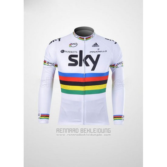 2012 Fahrradbekleidung Sky UCI Weltmeister Shwarz und Wei Trikot Langarm und Tragerhose - zum Schließen ins Bild klicken