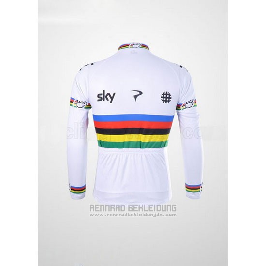 2012 Fahrradbekleidung Sky UCI Weltmeister Shwarz und Wei Trikot Langarm und Tragerhose - zum Schließen ins Bild klicken