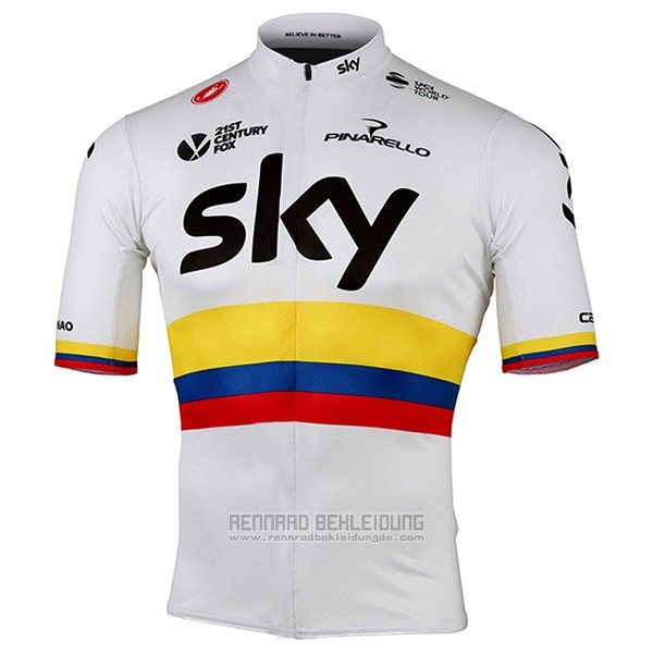 2017 Fahrradbekleidung Sky UCI Weltmeister Manica Trikot Kurzarm und Tragerhose